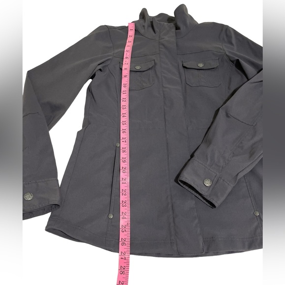 Prana Halle All Purpose Travel Jacket Grey Sz Small Zipper & Snap Pocket Cinche - Picture 11 of 12